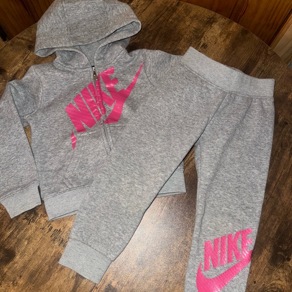 Nike Kids Gray and Pink Sweatpants Set
